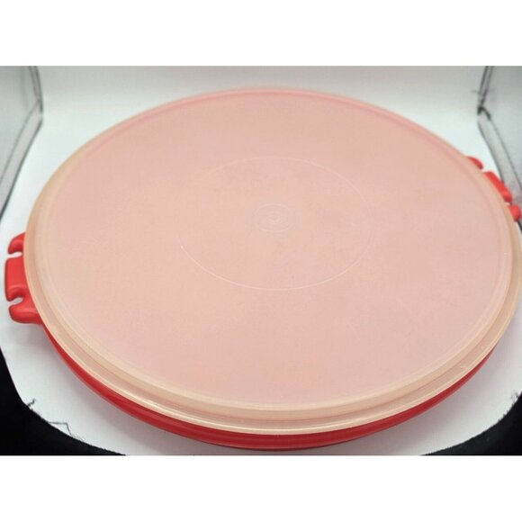 Vintage Tupperware Red Divided Server Tray 405-1 & Lid  224-13 Fruit and Veggies - Picture 2 of 3